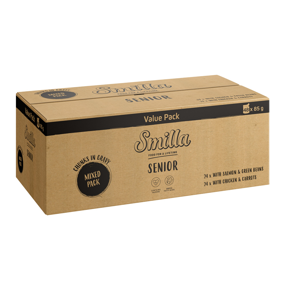 Smilla Senior kawałki w sosie z warzywami, saszetki - Pakiet mieszany, 48 x 85 g