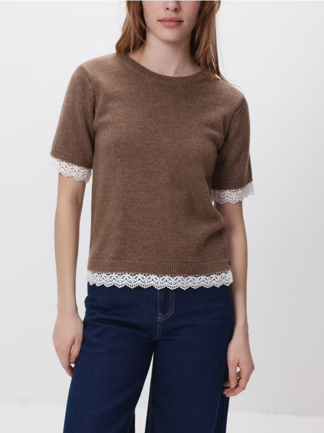 Reserved - Sweter z dodatkiem wełny - brązowy
