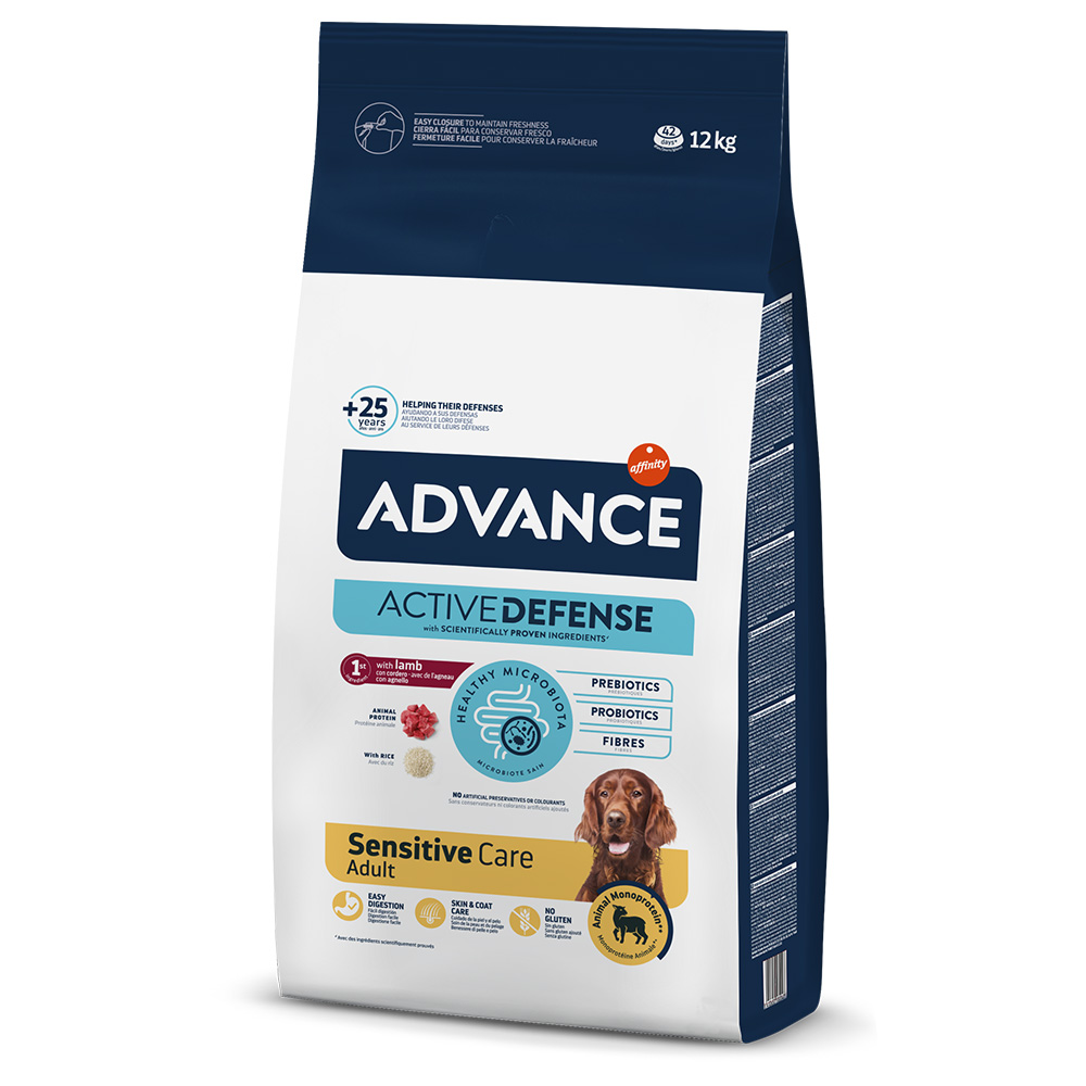 Kilogramy gratis! Advance, karma sucha dla psa, różne rodzaje - Sensitive Adult, jagnięcina i ryż, 12 kg (10,5 + 1,5 kg gratis!)