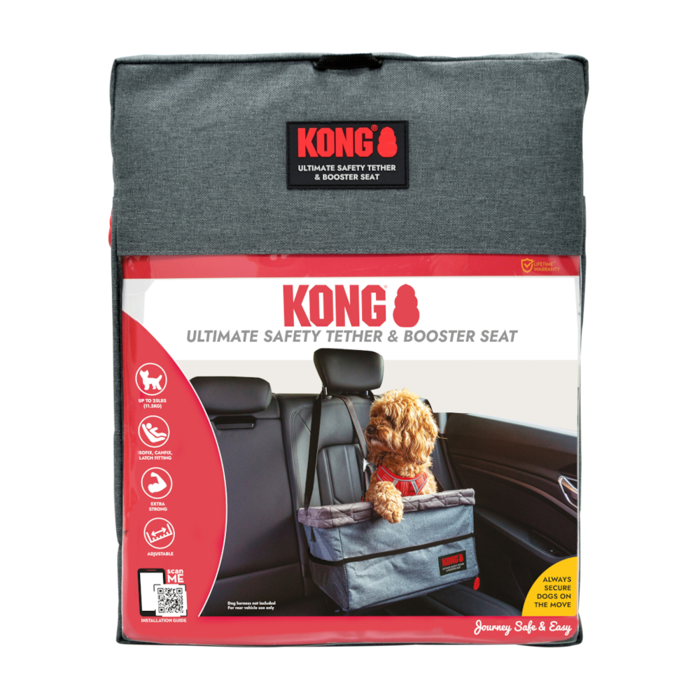 KONG Ultimate Safety Tether & Booster Seat, fotelik i pas bezpieczeństwa - Dł. x szer. x wys.: 44 x 35 x 7 cm