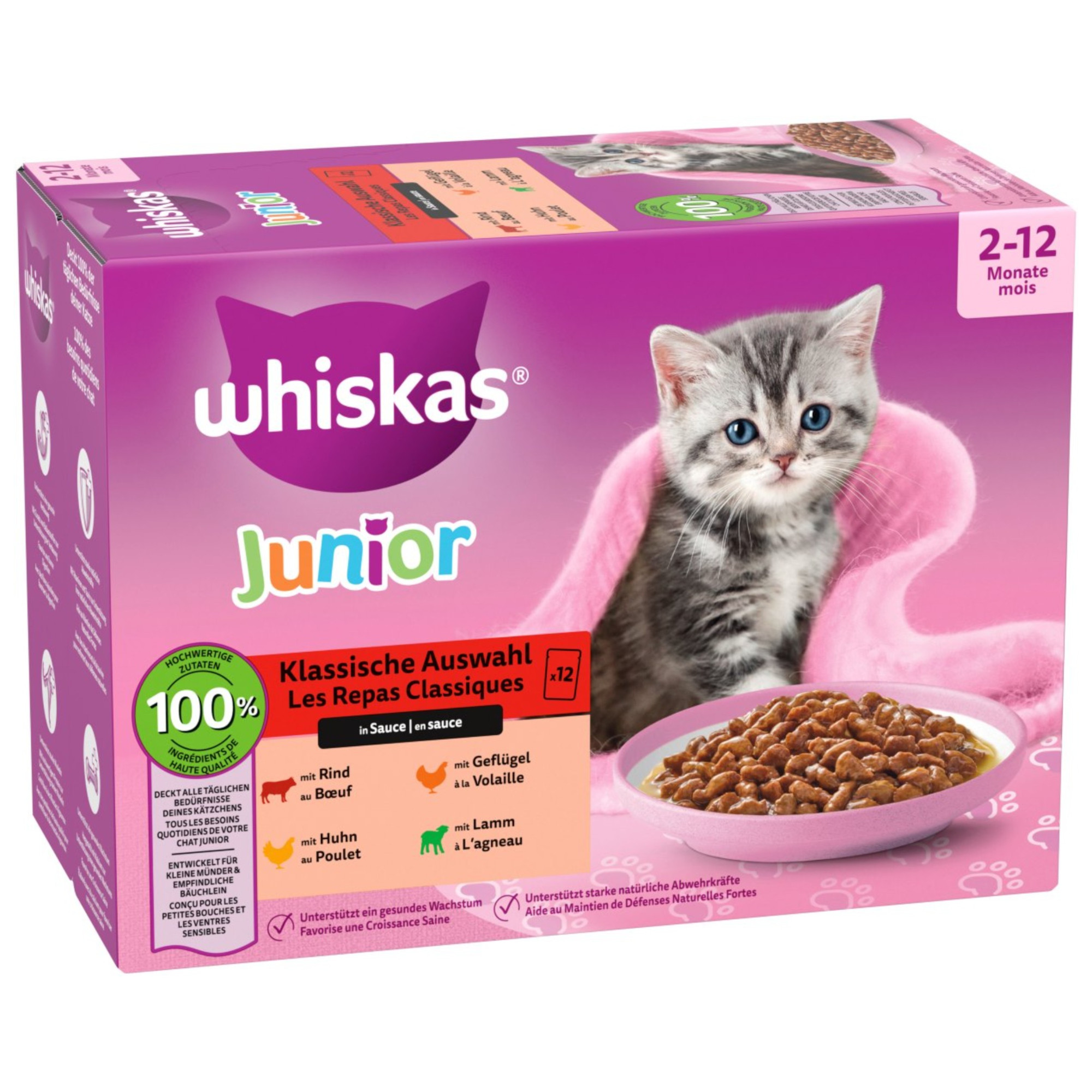 Pakiet mieszany Whiskas Junior, saszetki, 12 x 85 g - Wybór dań klasycznych w sosie