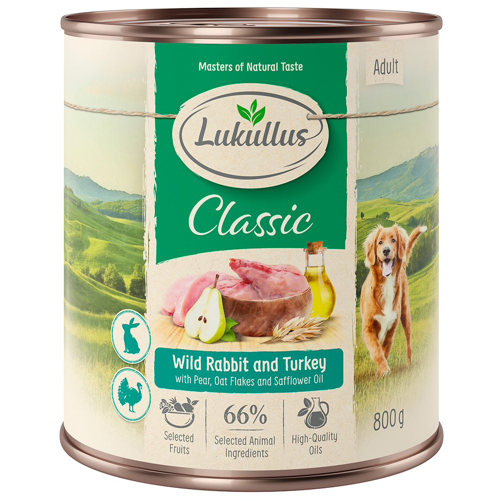 Lukullus Naturkost Adult, 6 x 800 g  - Dziki królik i indyk