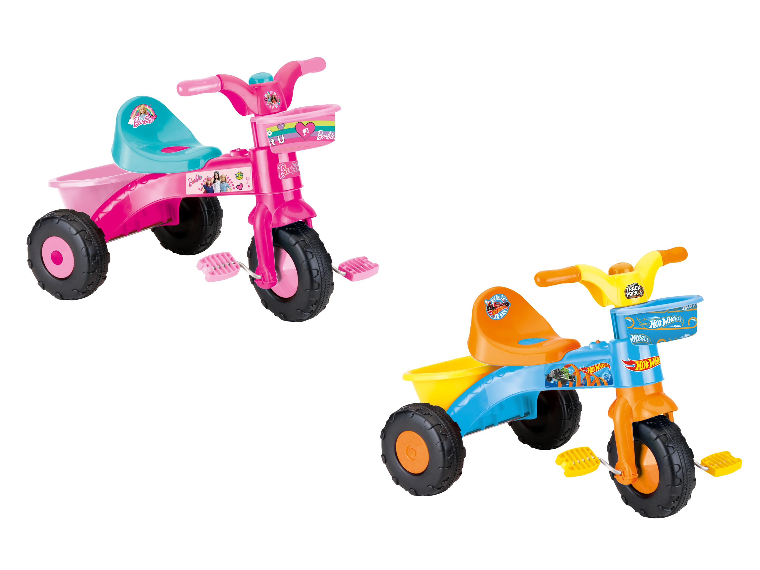 Rowerek trójkołowy Hot Wheels lub Barbie z wbudowanym klaksonem miniaturka