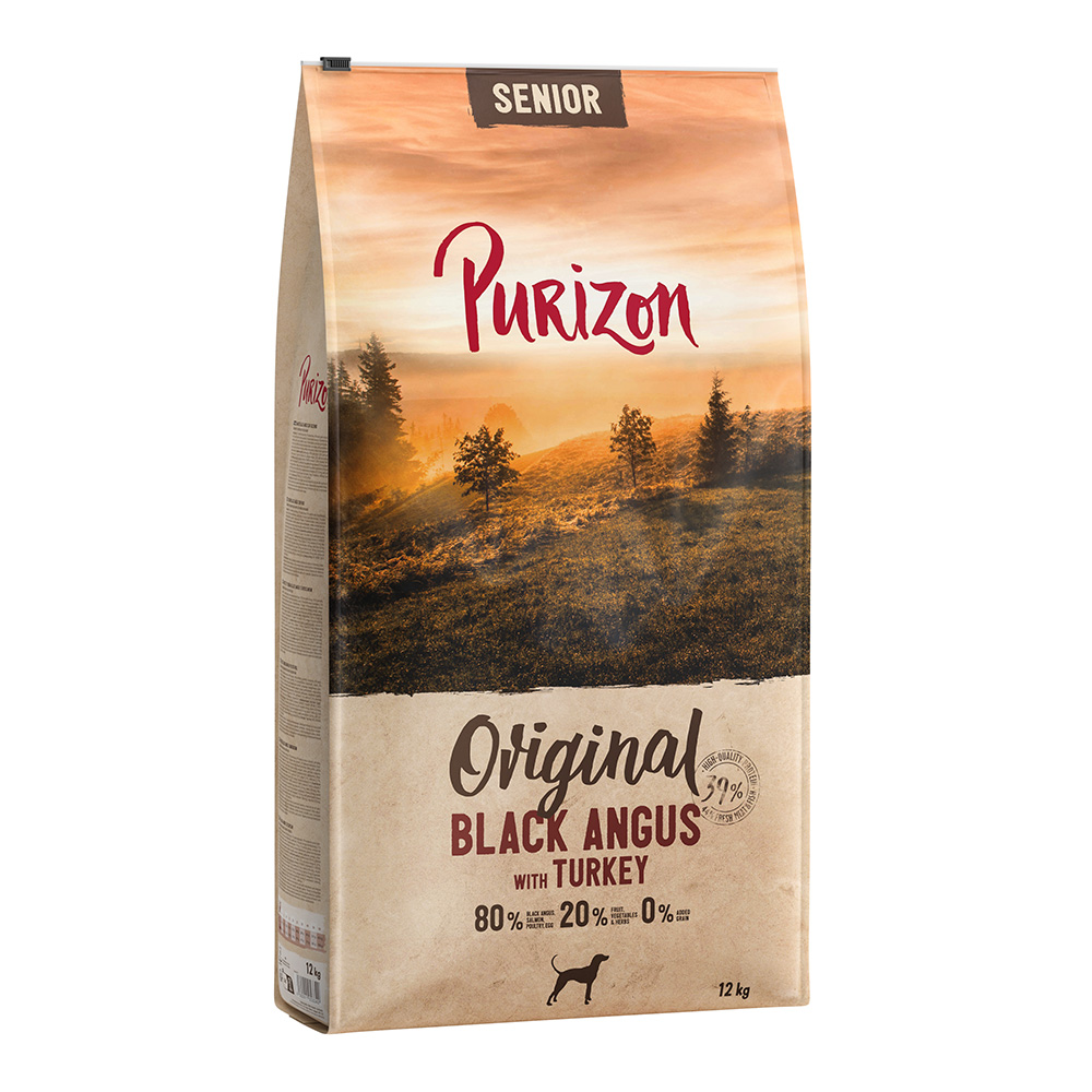 Dwupak Purizon, 2 x 12 kg - Senior, wołowina Black Angus i indyk