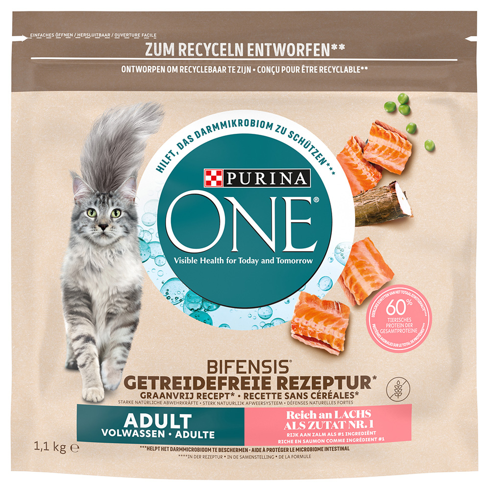 PURINA ONE Grain Free Adult, łosoś, bez zbóż - 3 x 1,1 kg
