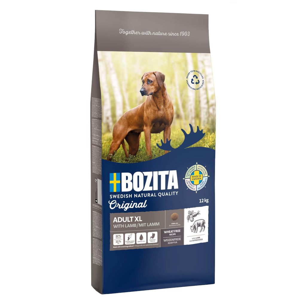 Bozita Original Adult XL, jagnięcina - bez pszenicy - 2 x 12 kg