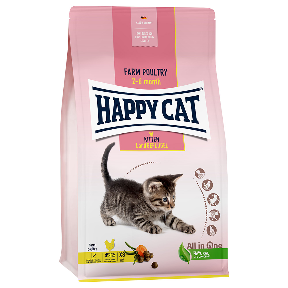 Happy Cat Young Kitten, drób wiejski - 2 x 4 kg