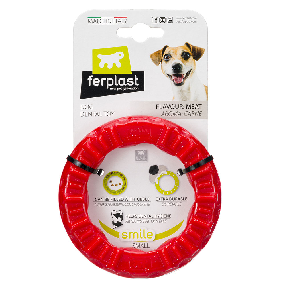 Ferplast Smile pierścień do żucia, czerwony - Rozmiar S: Ø 12 x wys. 2,4 cm