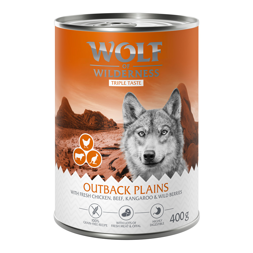Korzystny pakiet Wolf of Wilderness „The Taste Of", 12 x 400 g - The Taste of Outback – kurczak, wołowina, kangur