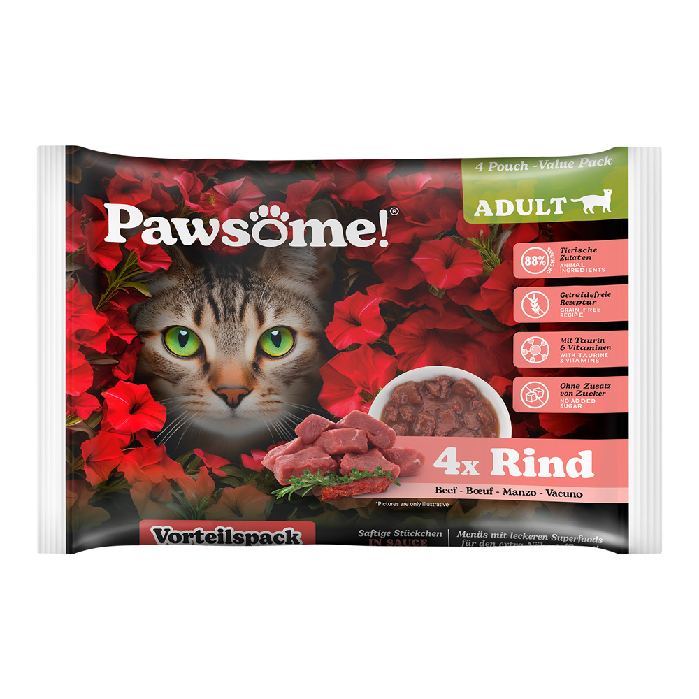 Korzystny pakiet Pawsome Adult Cat, 8 x 85 g - Wołowina