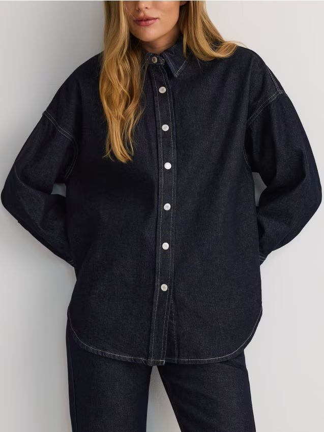 Reserved - Jeansowa koszula oversize - granatowy