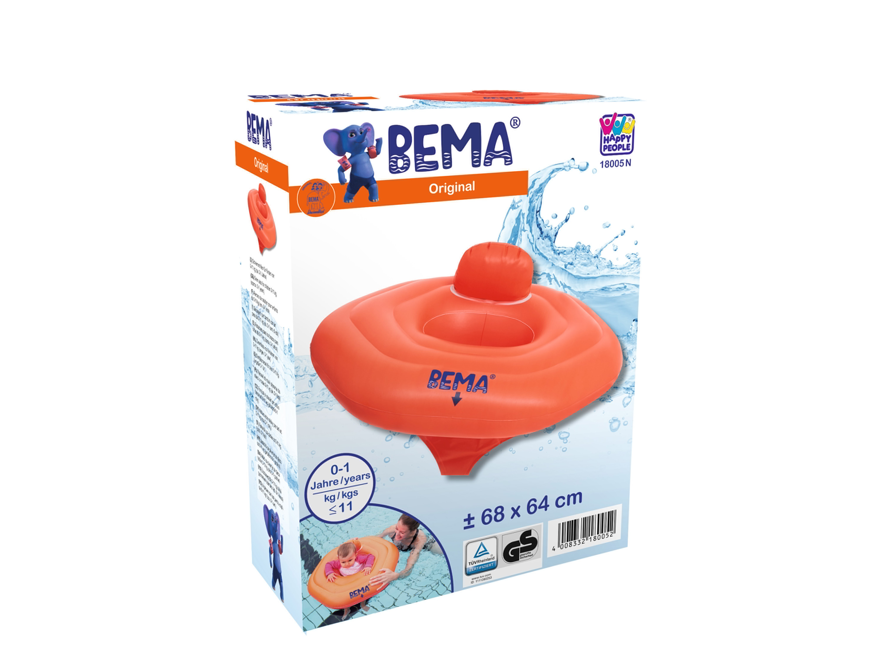 BEMA® Fotelik do pływania  / Rękawki do pływania (Dla dzieci o wadze do 11 kg, 68 x 64 cm) miniaturka