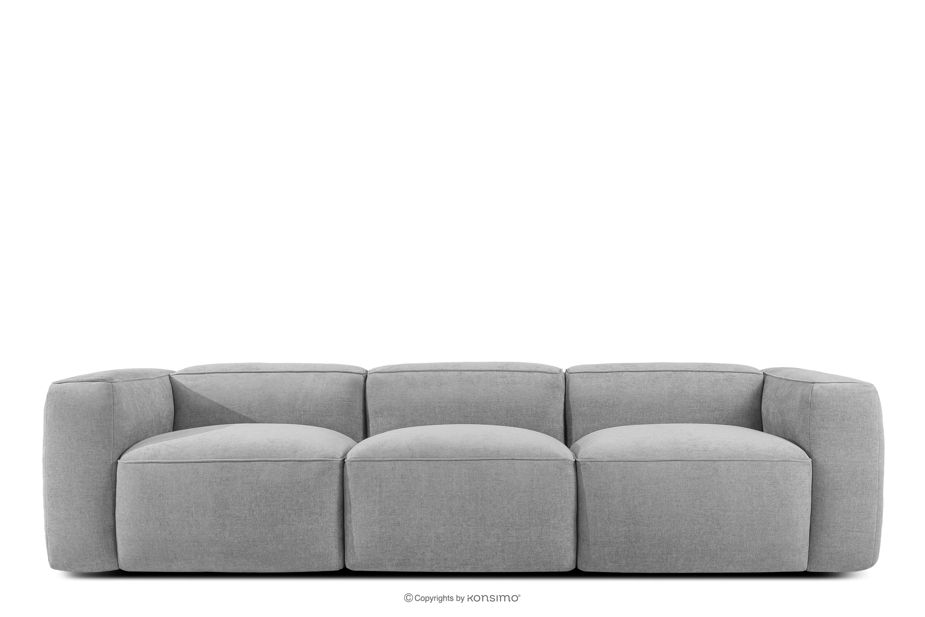 Miękka sofa trzyosobowa w tkaninie plecionej jasny szary FUBBO