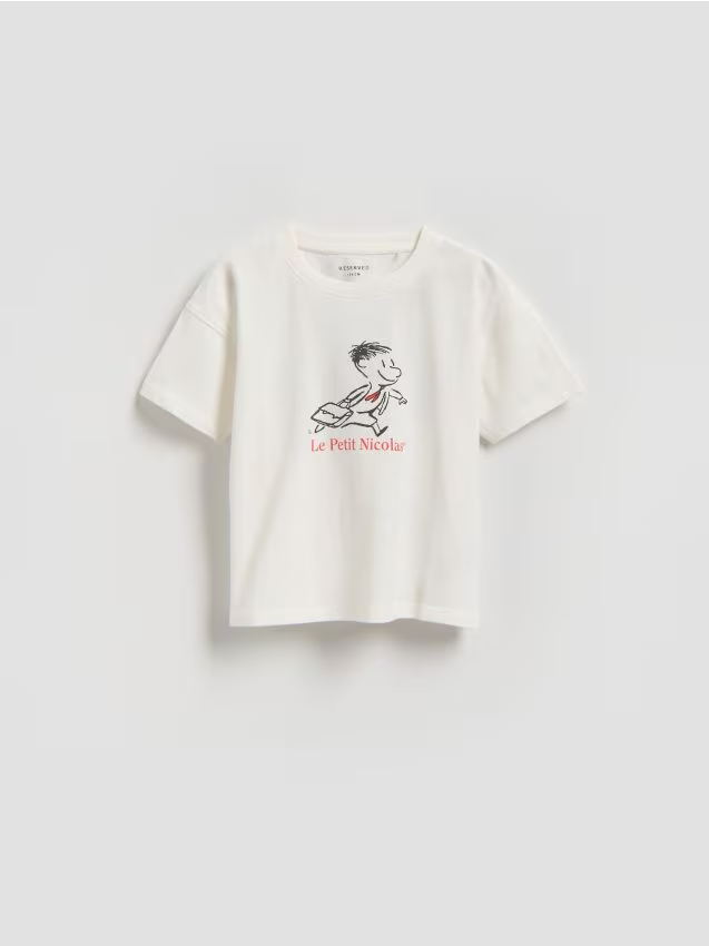 Reserved - T-shirt Mikołajek - złamana biel miniaturka