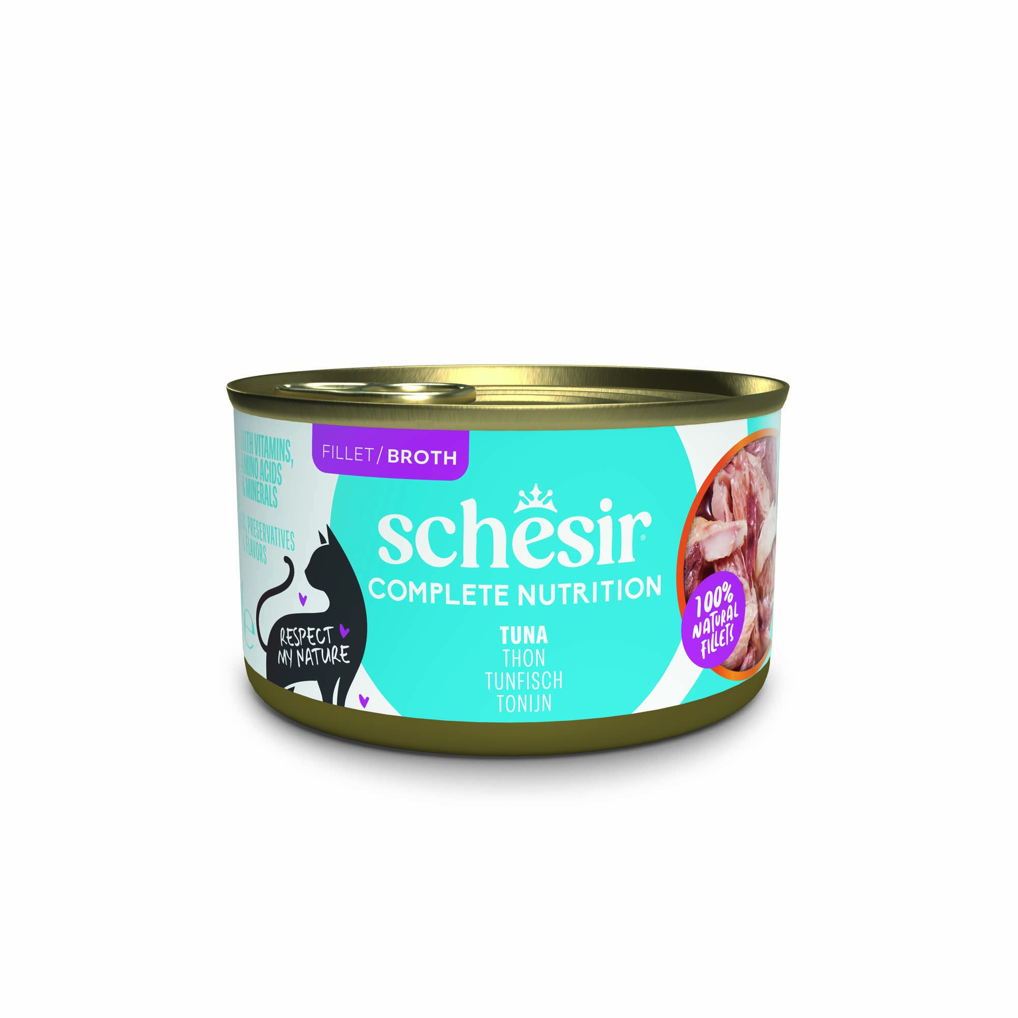 Korzystny pakiet Schesir Complete Nutrition, filet w bulionie, 24 x 85 g - Tuńczyk