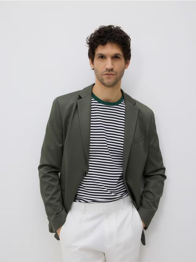 Reserved - Marynarka slim fit - oliwkowy