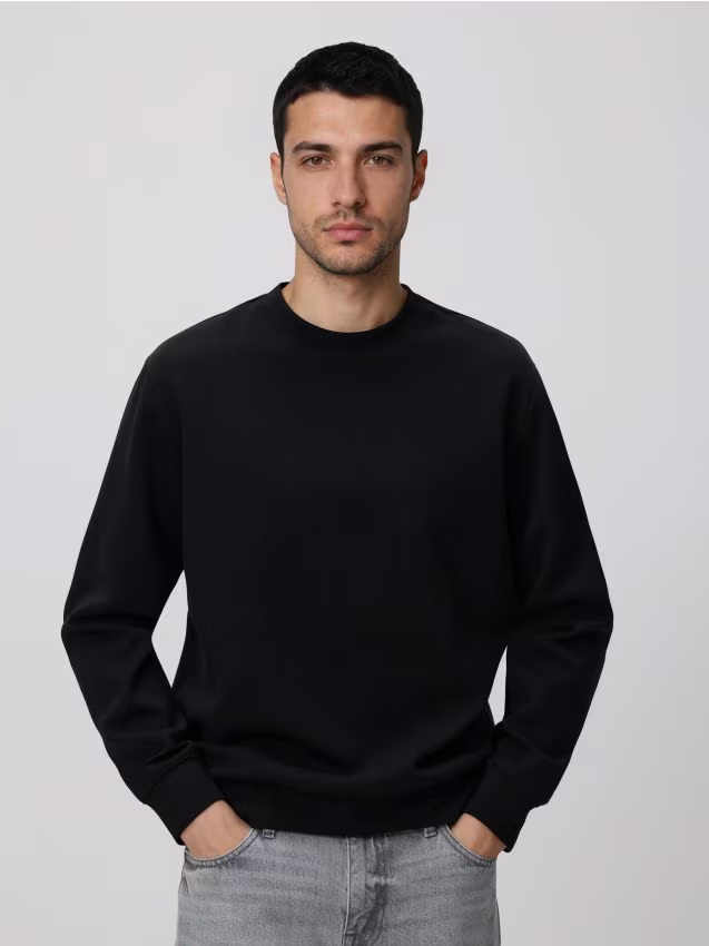 Reserved - Bluza regular z bawełną - czarny