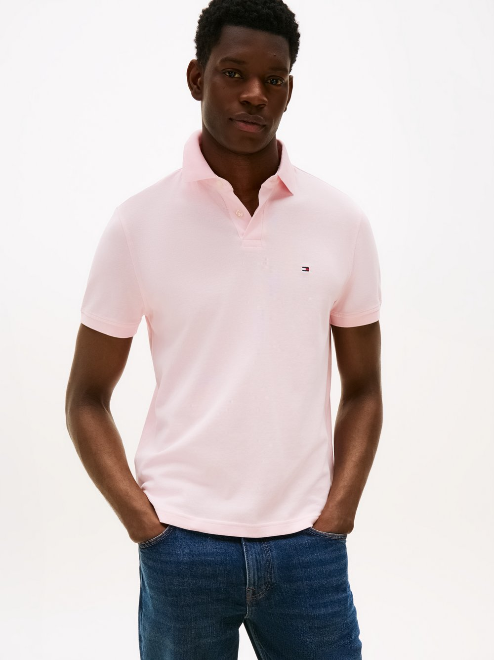 Tommy Hilfiger Męska koszulka polo Mężczyźni Bawełna różowy, M