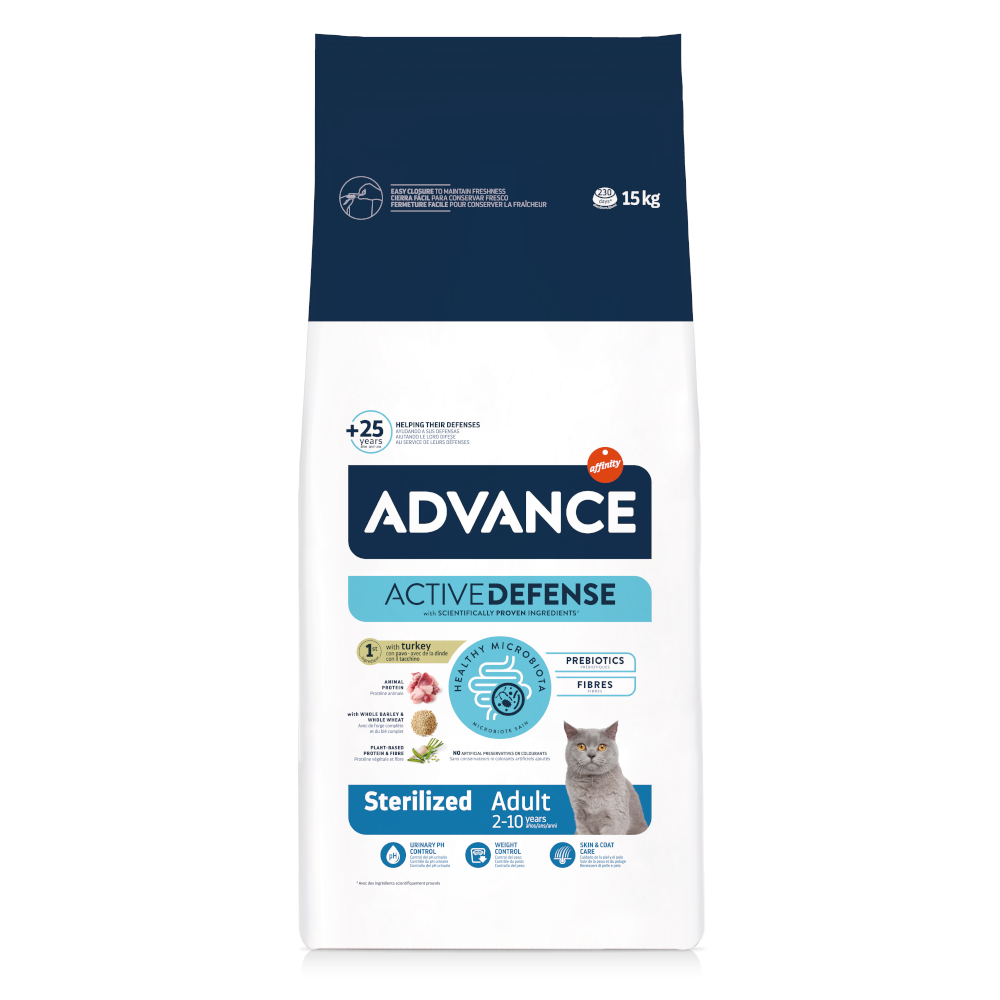 8,5 + 1,5 kg / 12 + 3 kg gratis! Advance, karma sucha dla kota, 10 kg / 15 kg - Cat Sterilized, indyk, 15 kg