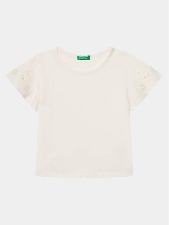 United Colors Of Benetton T-Shirt 3P4ZC10I4 Écru Slim Fit