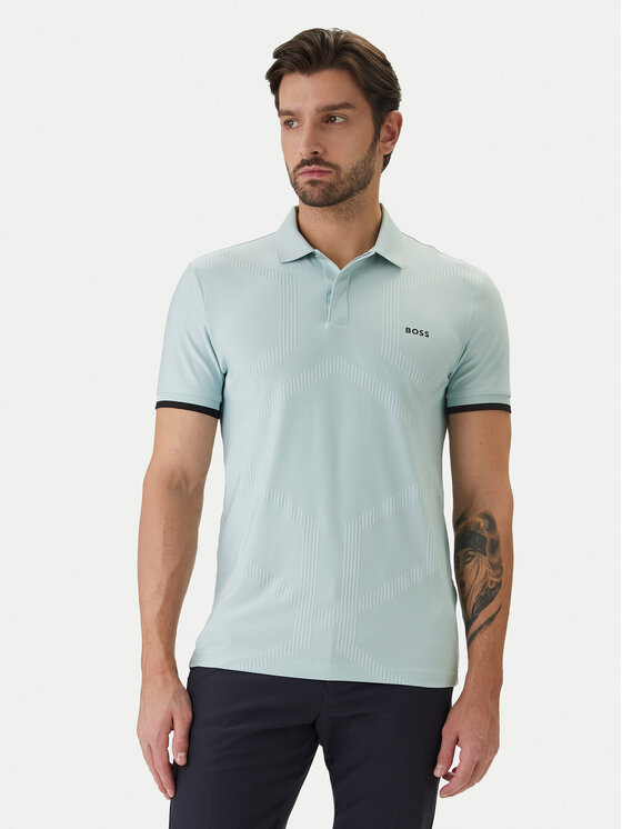 BOSS Polo Chip Hexa 50554561 Turkusowy Regular Fit