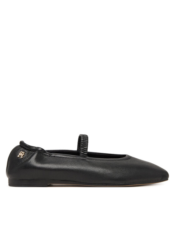 Tommy Hilfiger Baleriny Soft Leather Ellastic Ballerina FW0FW09245 Czarny
