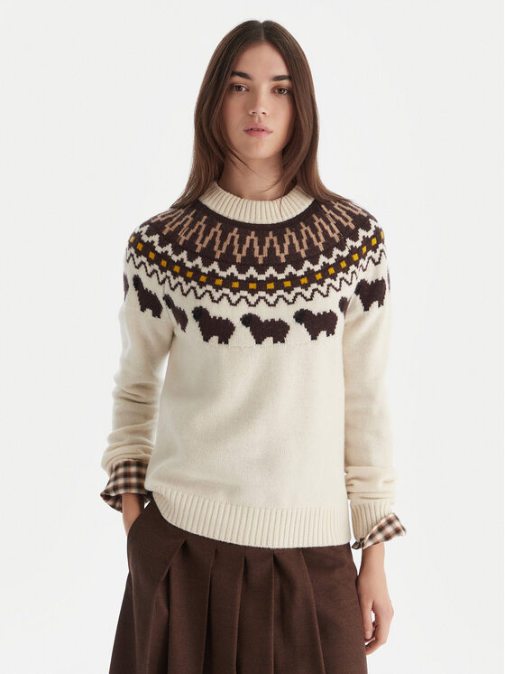 Hunter Sweter Ashie HARW0074251 Beżowy Regular Fit