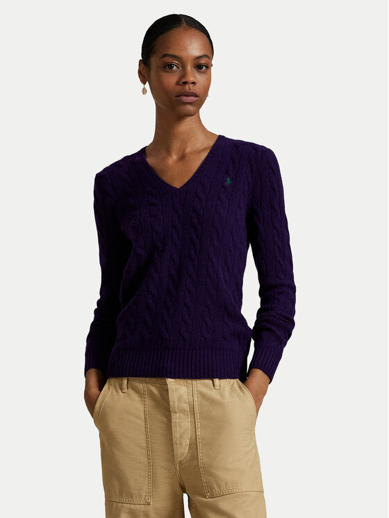 Polo Ralph Lauren Sweter 211971866010 Fioletowy Slim Fit
