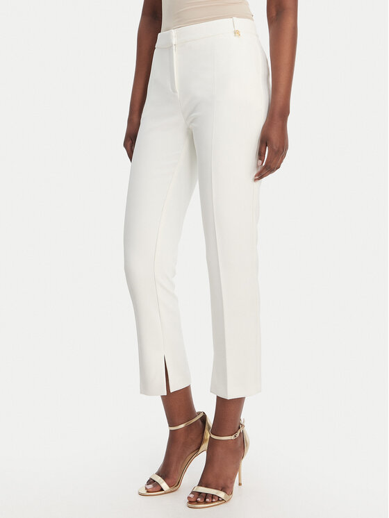 Elisabetta Franchi Spodnie materiałowe PA-166-61E2-V300 Biały Slim Fit