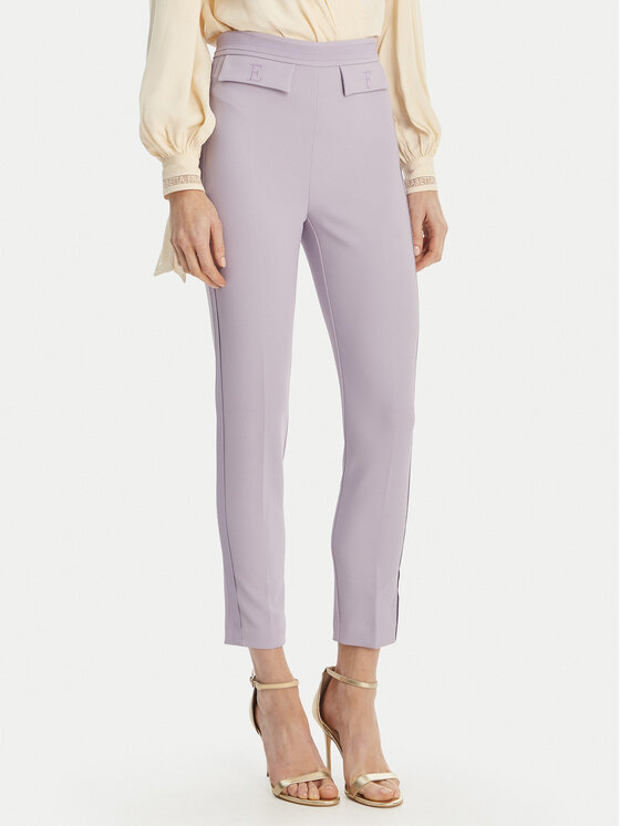 Elisabetta Franchi Spodnie materiałowe PA-170-61E2-V290 Fioletowy Regular Fit