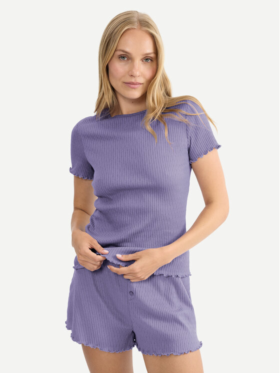 Triumph Koszulka piżamowa Mix & Match 10227214 Fioletowy Regular Fit