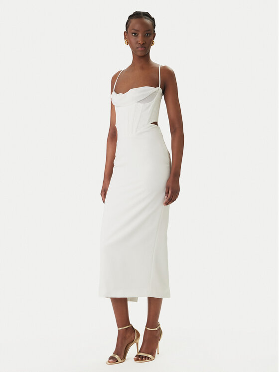 Bardot Sukienka koktajlowa Martini 58535DB Biały Slim Fit