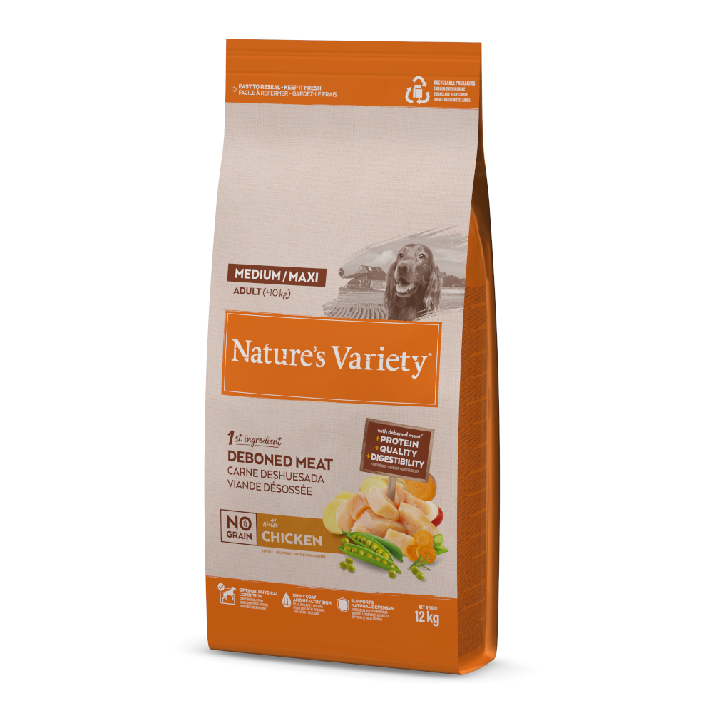 Nature's Variety No Grain Medium/Maxi Adult, kurczak z wolnego wybiegu - 12 kg