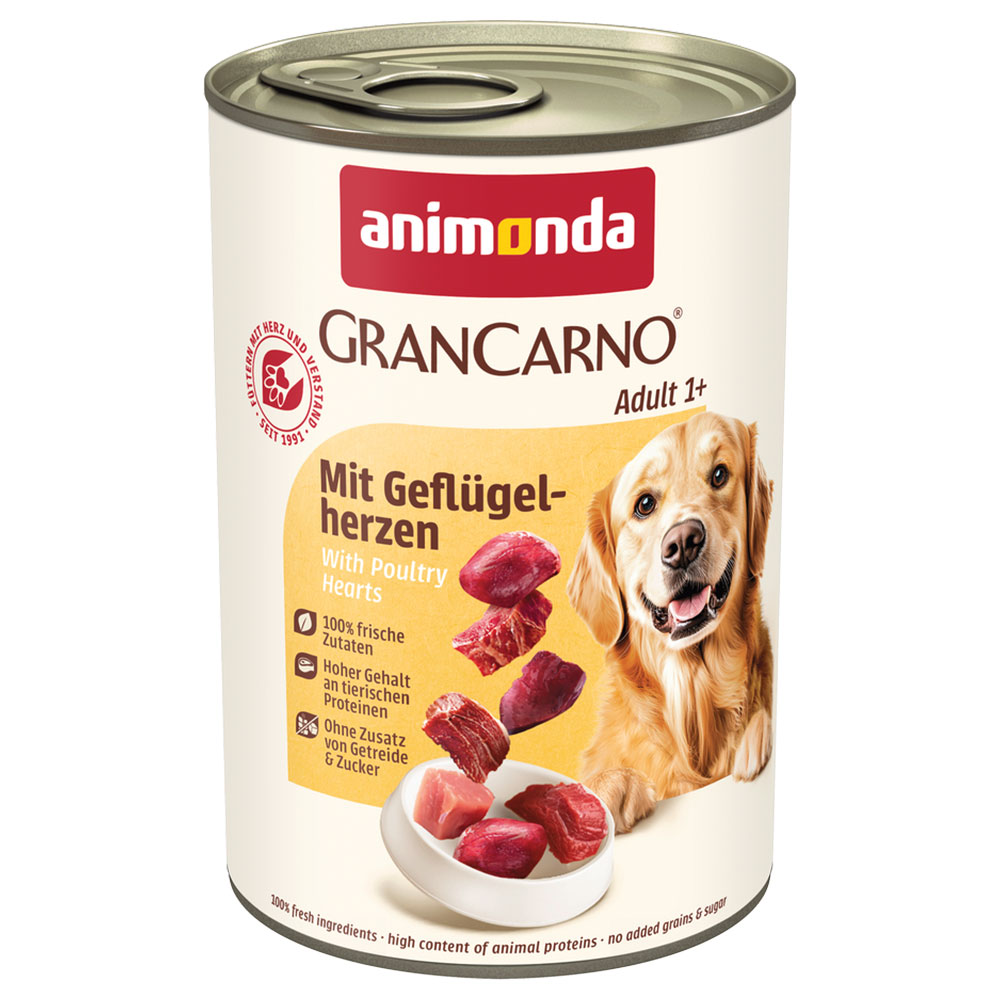 Megapakiet animonda GranCarno Original Adult, 24 x 400 g - Serca drobiowe