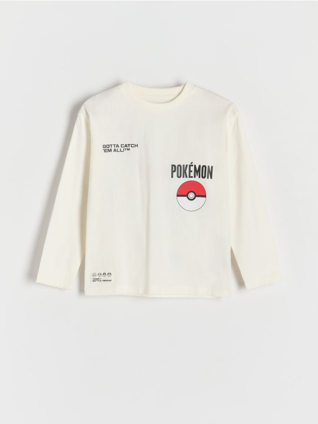 Reserved - Longsleeve Pokémon - złamana biel