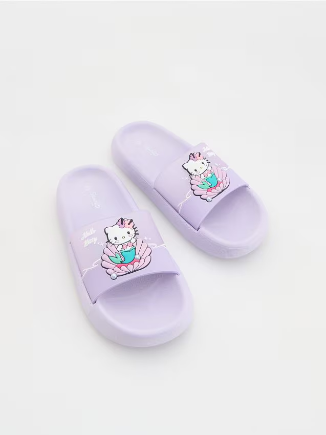 Reserved - Klapki Hello Kitty - lawendowy miniaturka