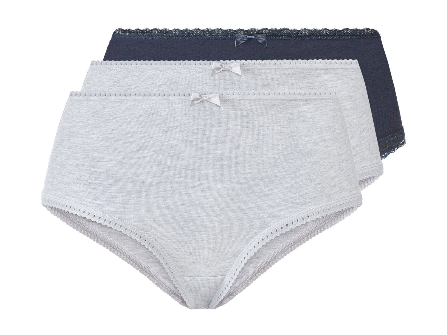 esmara® Hipstery damskie z biobawełną, 3 pary (XS (32/34), Granatowy/szary)