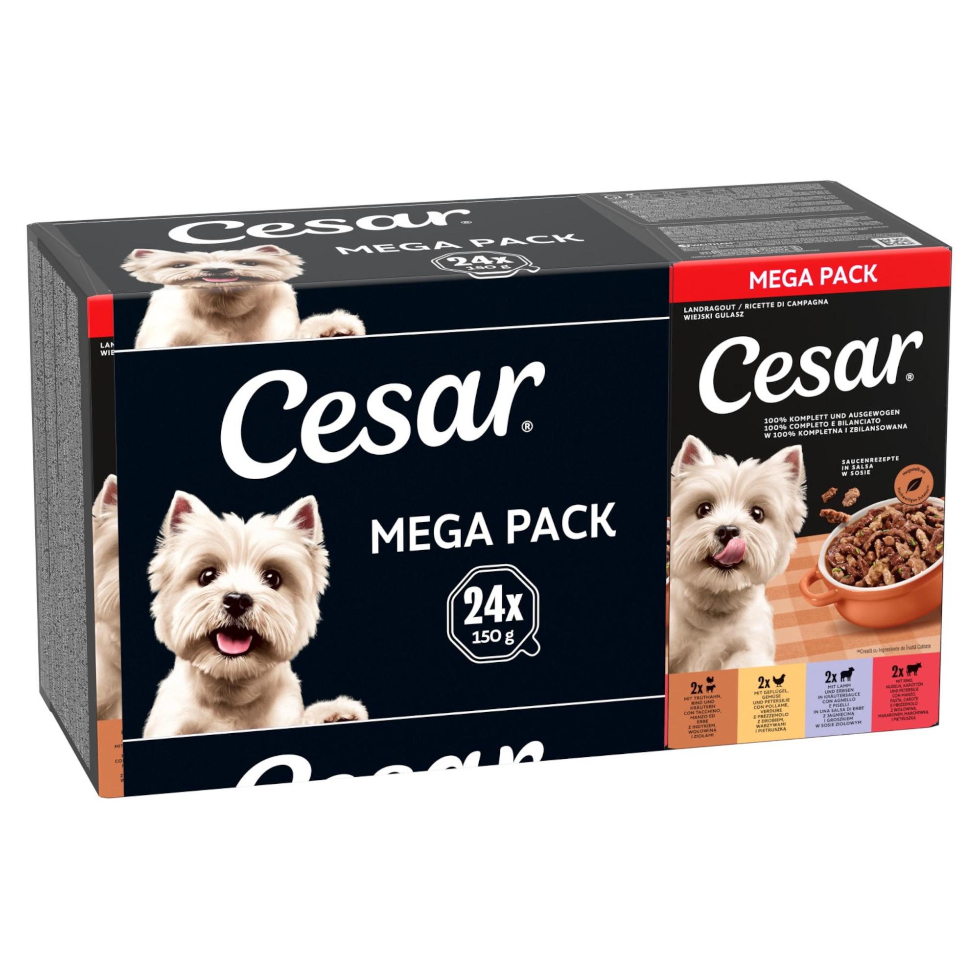 Megapakiet Cesar w tackach, 24 x 150 g - Landragout Mix, 24 x 150 g