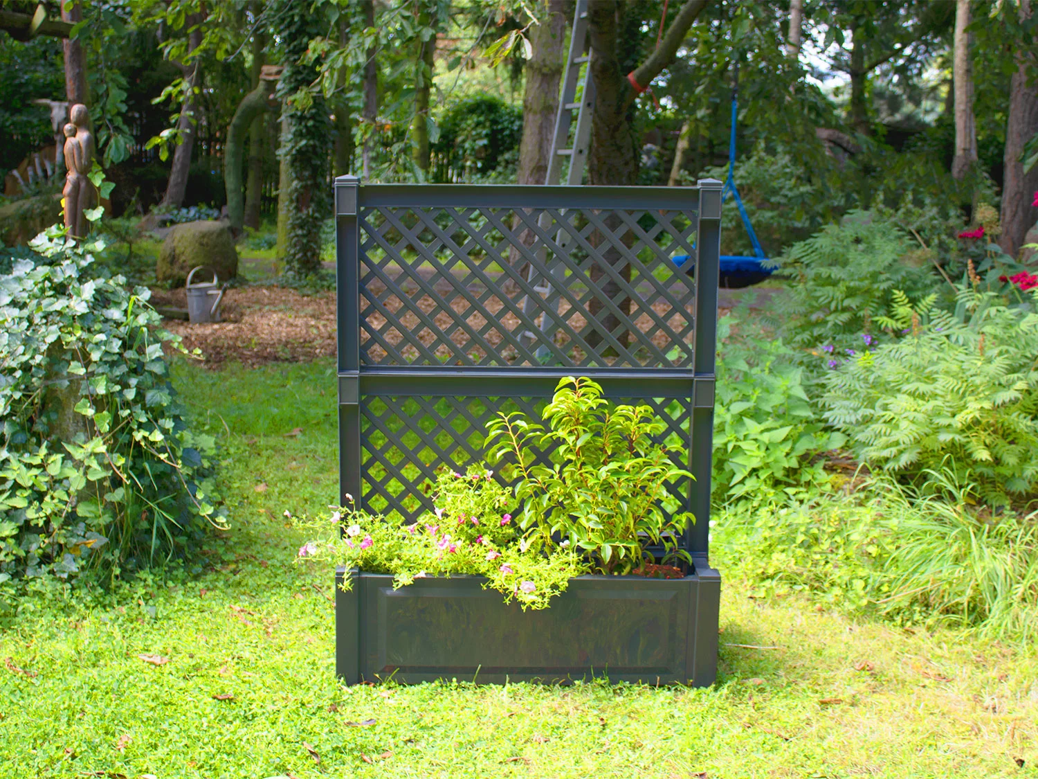 KHW Skrzynka na rośliny z kratą, dł. 100 cm, 110 L (Antracytowy)
