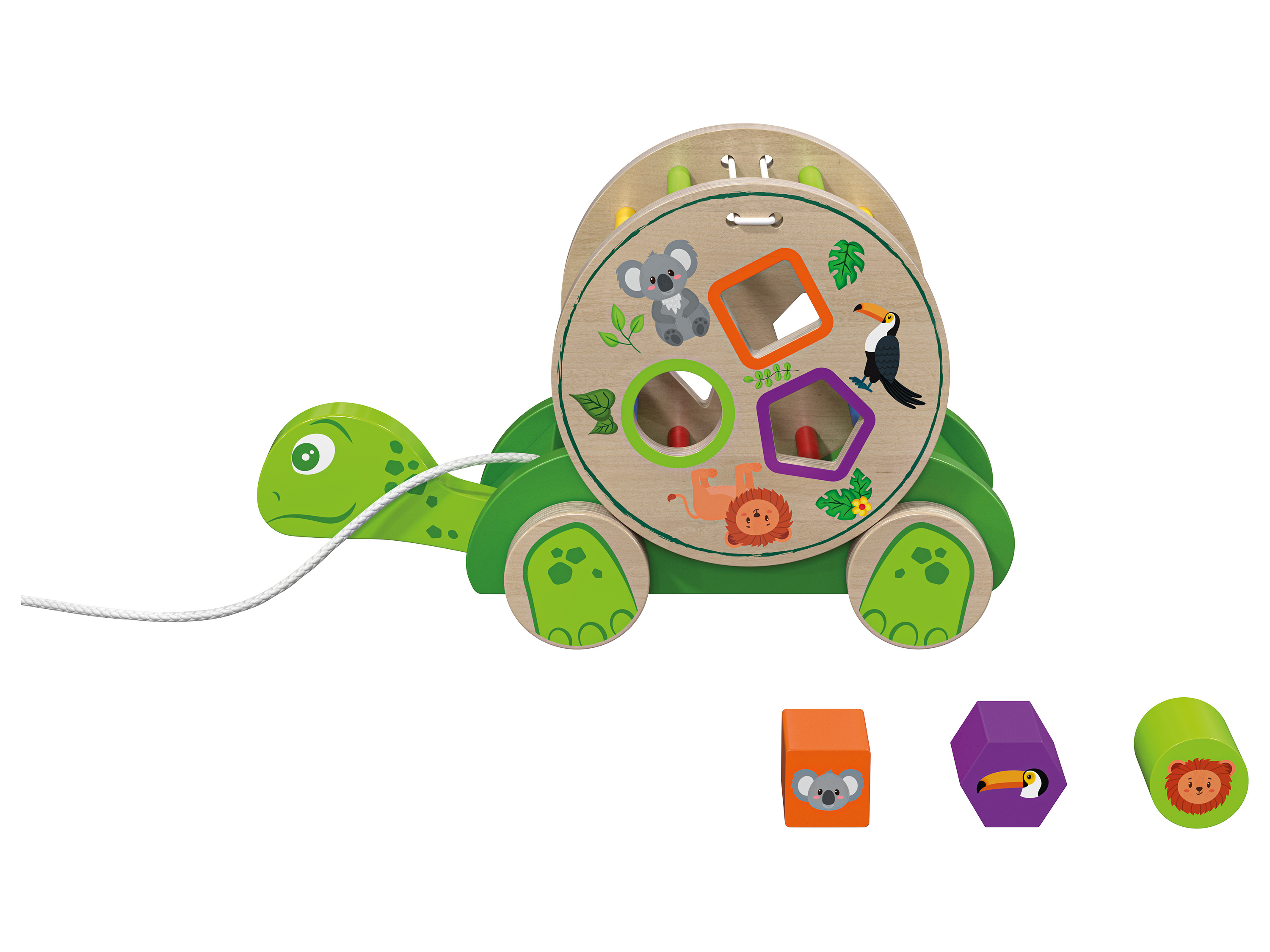 Playtive Drewniana zabawka edukacyjna motoryczna (Żółw do ciągnięcia)