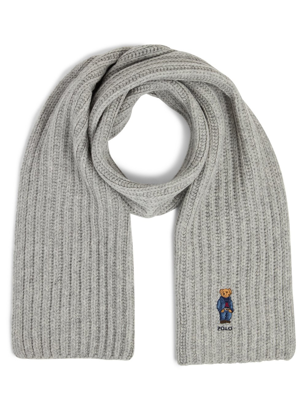 Polo Ralph Lauren Damski szalik z zawartością wełny - Bear Scarf Kobiety Wełna szary, ONE SIZE
