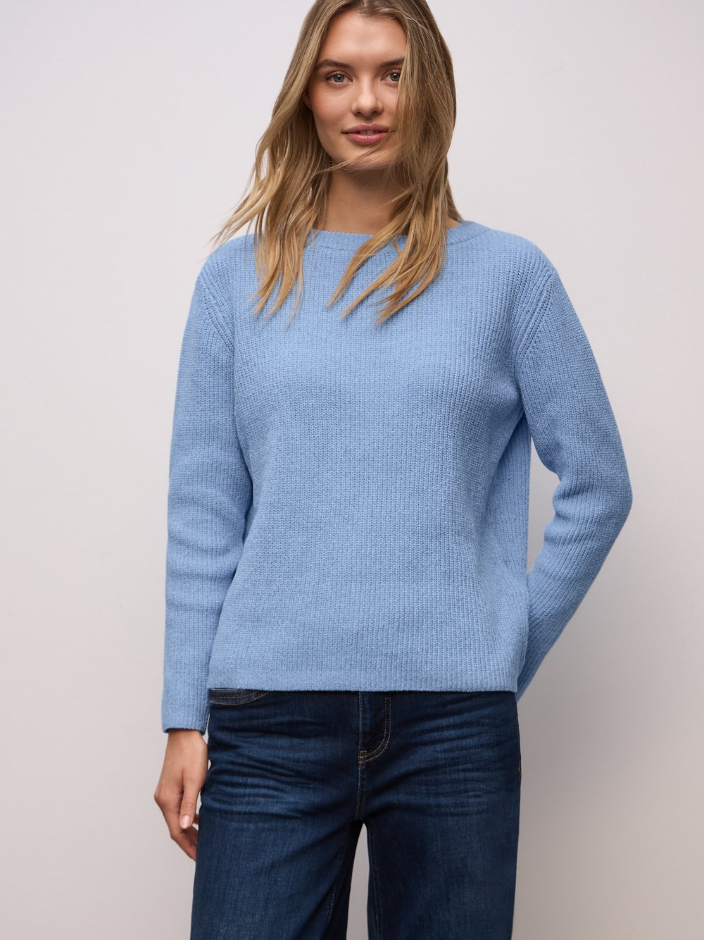 Street One Sweter damski z dzianiny Kobiety Bawełna niebieski, 44