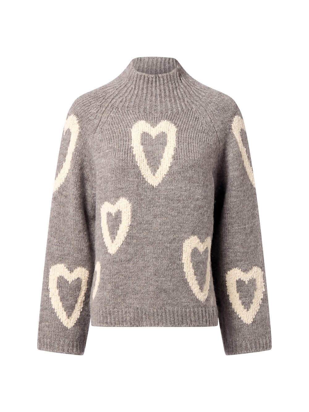 More & More Damski sweter z dzianiny z zawartością wełny Kobiety Sztuczne włókno szary|biały, 42