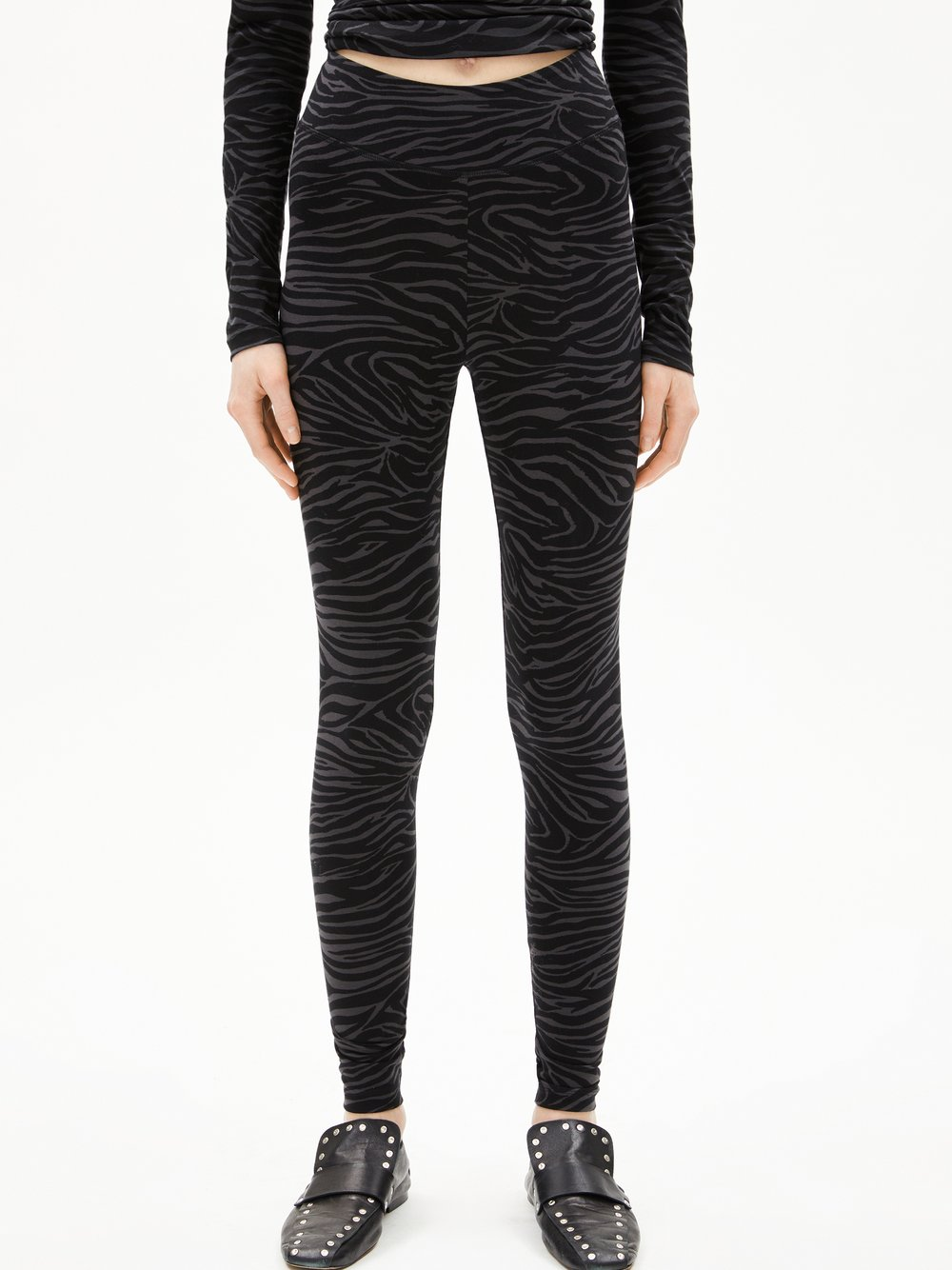 ARMEDANGELS Legginsy - Faribaa Zebraraa Kobiety Bawełna czarny|szary, XS