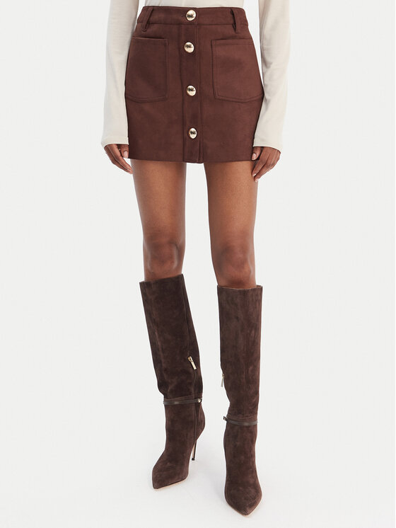 Bardot Spódnica z imitacji skóry Lorenzo 59673SB1 Brązowy Regular Fit