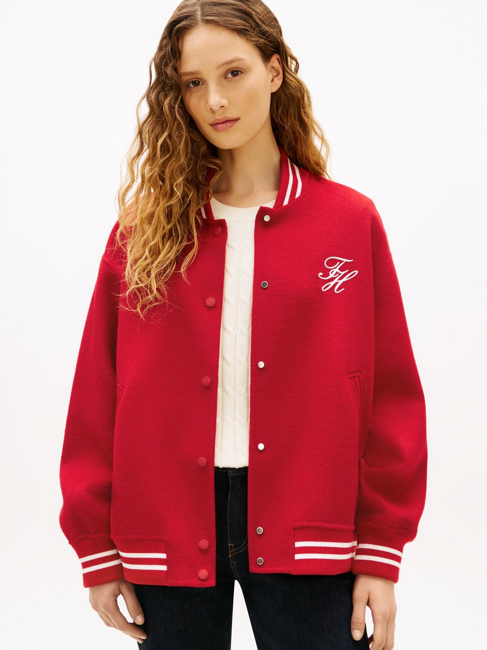 Tommy Hilfiger Damska wełniana kurtka bomber Kobiety czerwony, 36