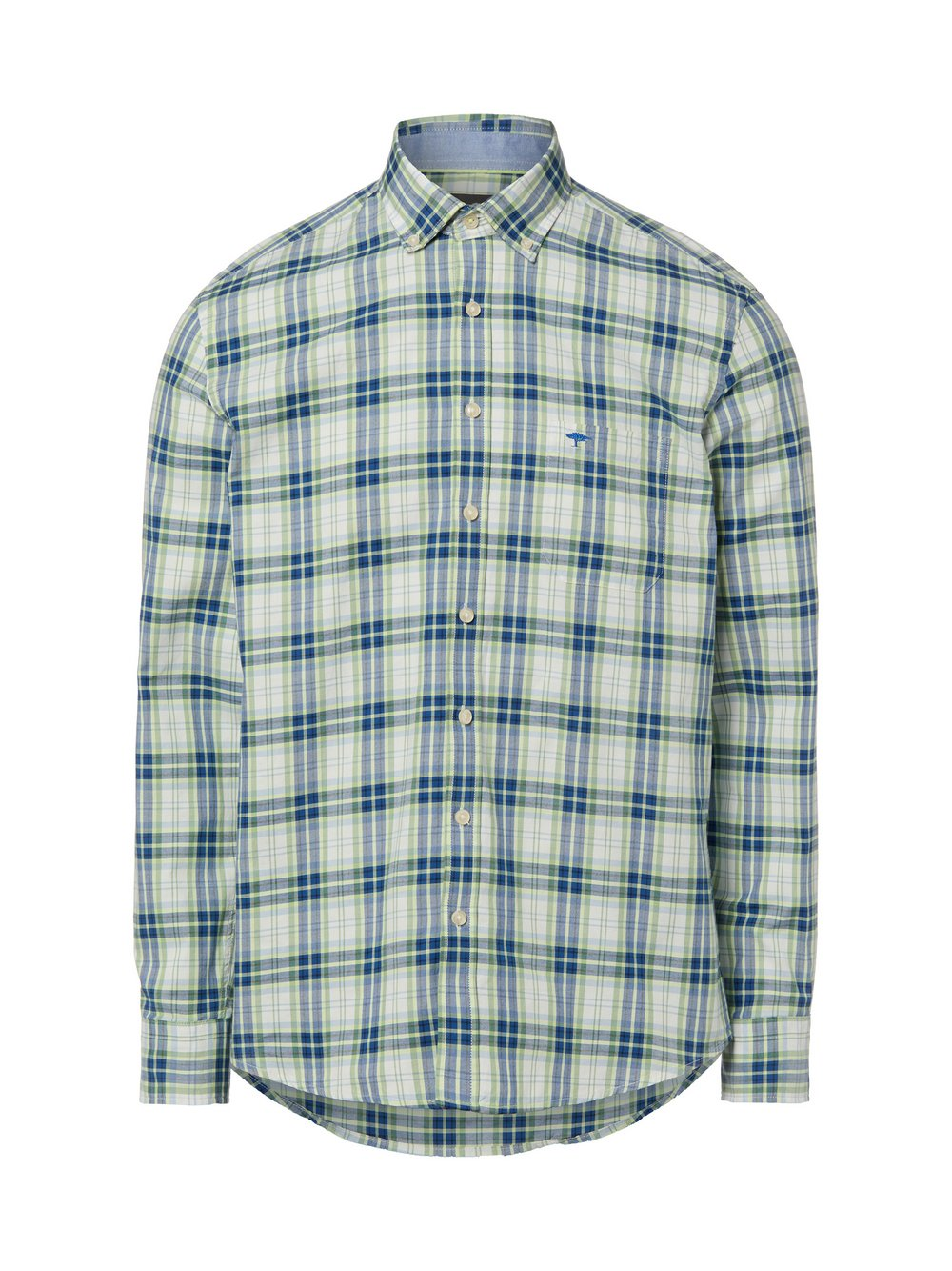 Fynch-Hatton Męska koszula casual Mężczyźni Regular Fit Bawełna niebieski|zielony, XL