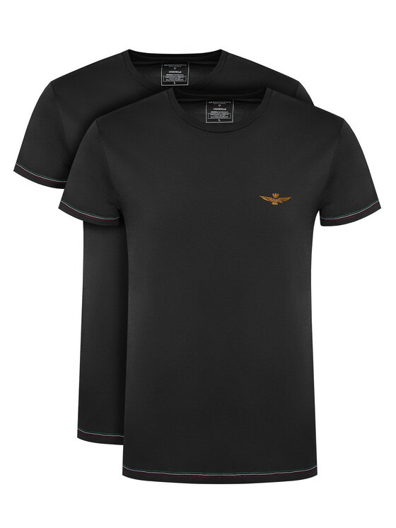 Aeronautica Militare Komplet t-shirtów AM1UTI003B Czarny Slim Fit