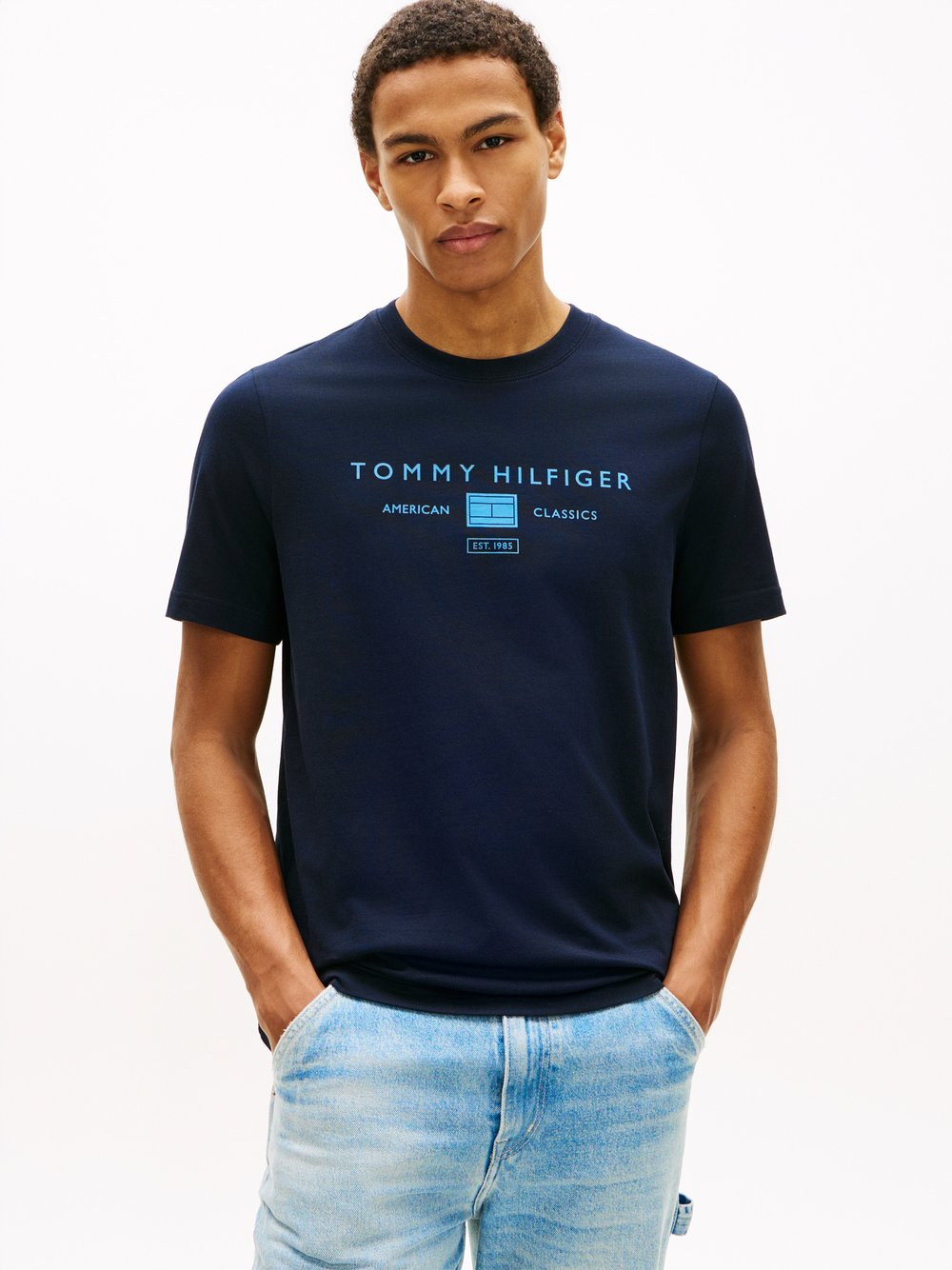 Tommy Hilfiger Koszulka męska Mężczyźni Bawełna niebieski, S