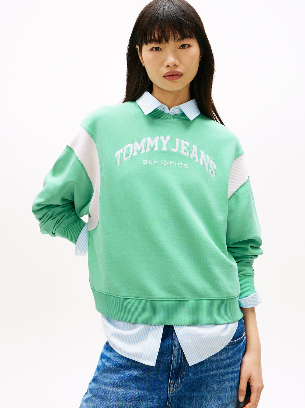 Tommy Jeans Bluza damska Kobiety Bawełna zielony|niebieski, L